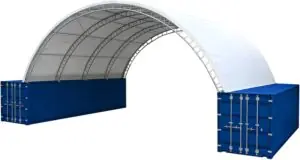 Image 1 of KoreJetMetal 40x40x14.5FT shipping container canopy review