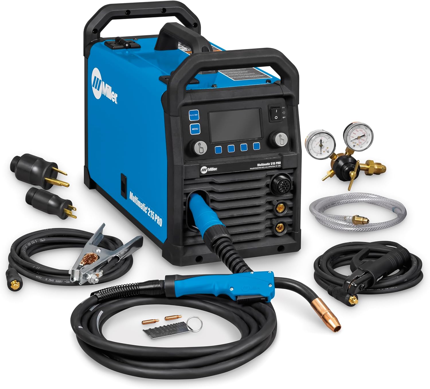 Miller Multimatic 215 PRO Review: Honest Pros & Cons for Welders 1 Miller Multimatic 215 PRO review - detailed front panel with Auto-Set controls and wire drive system