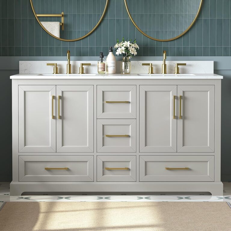 Image 1 of 60 inch double sink bathroom vanity review