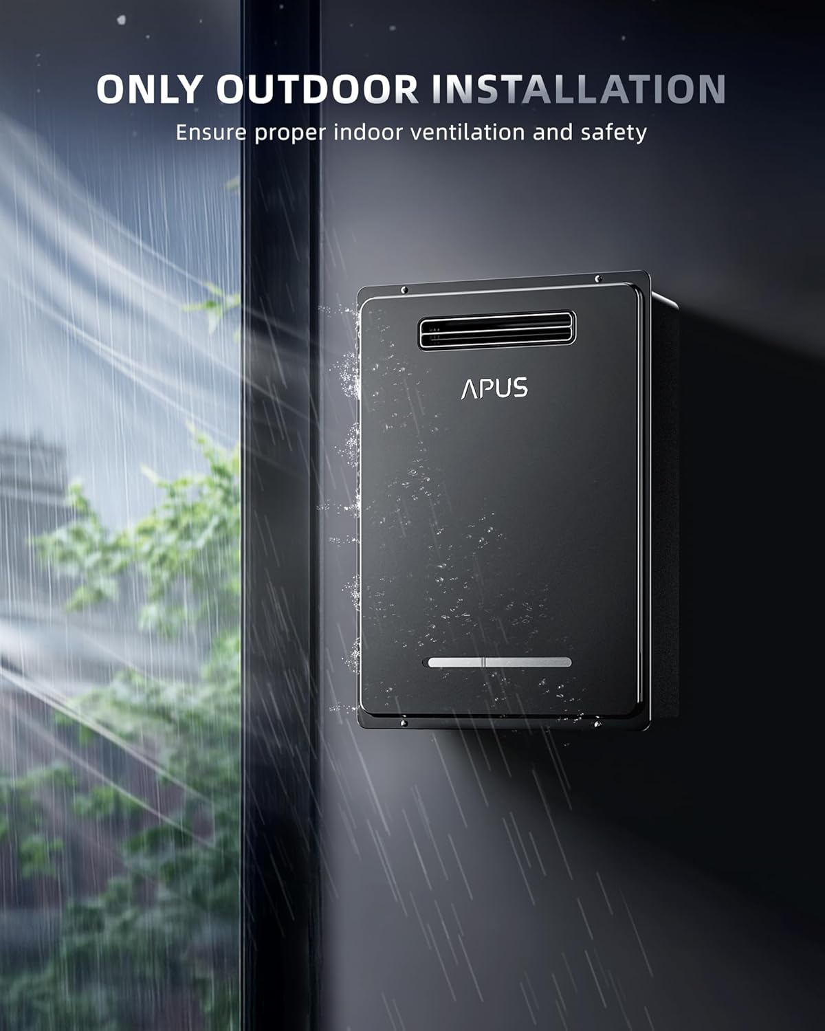 APUS 190000 BTU Tankless Water Heater Review: Honest Pros & Cons 3 Setting up the APUS 190000 BTU tankless water heater review for the first time showing the wall mounting and gas line connection