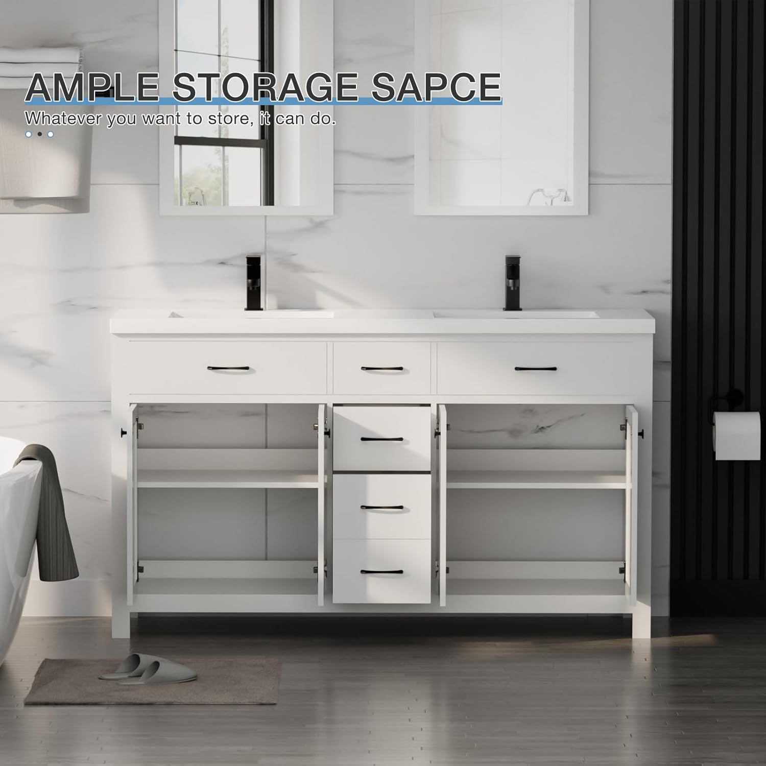 LUCKWIND 60 Modern Bathroom Vanity Review: Pros & Cons 3 LUCKWIND 60 modern bathroom vanity review after extended use — long-term performance